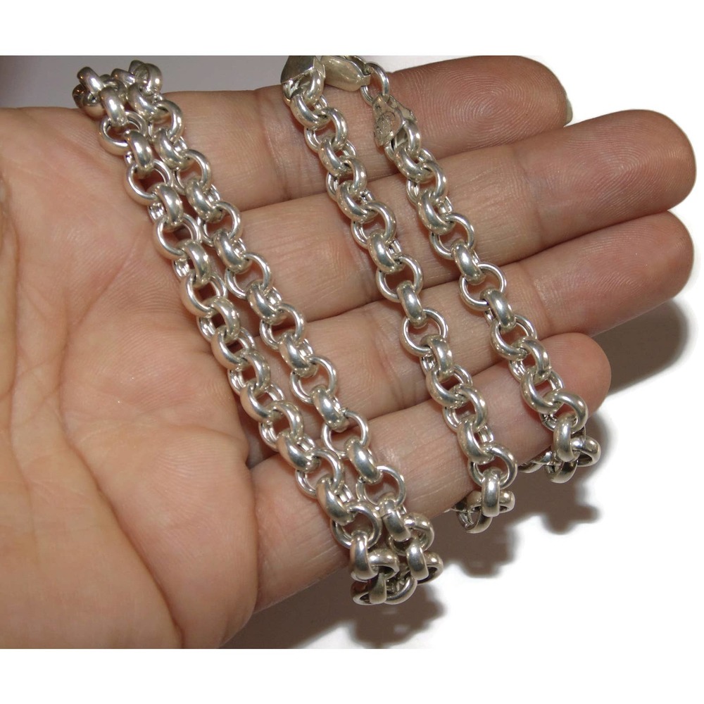 925 Men's Rocker Biker Sterling Silver Solid Rolo Links Chain Necklace 20"